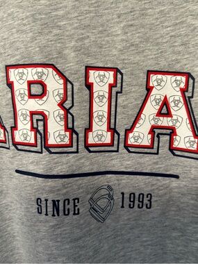 Ariat Heather Gray Tee with Navy Collar